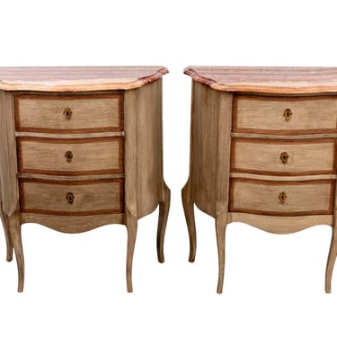 Pair of Continental French Style Chests with Marble Tops