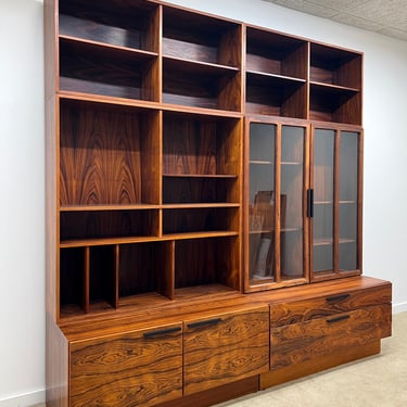 mid century Kofod Larsen rosewood wall unit modular storage credenza cabinet 