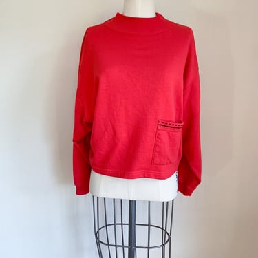 Vintage 1980s Red Mockneck Sweatshirt / M 