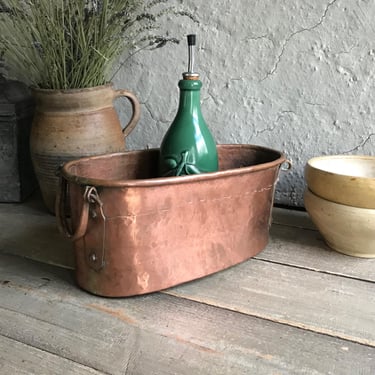 Rustic French Copper Caddy, Olive Oil Bottle Holder, Handcrafted, Kitchen Countertop Storage, Herb Plant Holder, French Cuisine, Damaged 