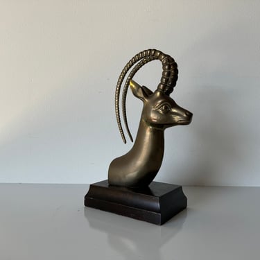Vintage Brass  Antelope , Gazelle    Head Bookend / Sculpture 