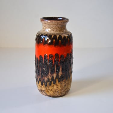 West German Fat Lava Art Pottery Vase in Orange and Browns by Scheurich Keramik, 213-20 