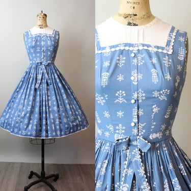 1950s FOLKLORE print COTTON dress xs | new spring 