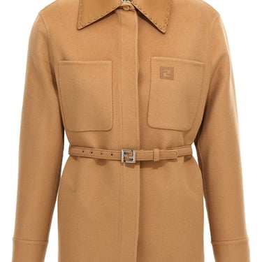 Fendi Women Logo Embroidery Cashmere Jacket