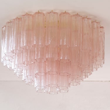 Large ceiling light with cipria Murano glass Tronchi, ceiling chandelier diameter 65 cm design vintage style Made in Italy 