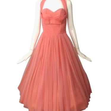 1950s Pink Chiffon Party Dress, Size 4