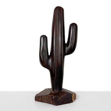 Vintage Rosewood Cactus Sculpture 