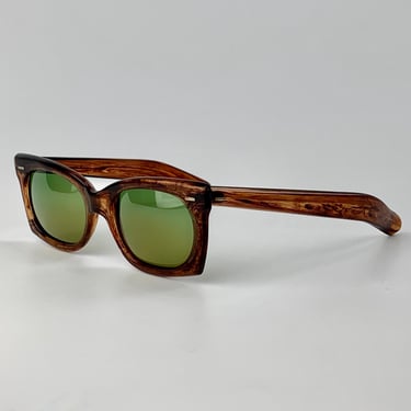 Late 1950's Sunglasses - Tortoise Colored Frame - COOL-RAY POLAROID 130 - Original Green Plastic Lenses 