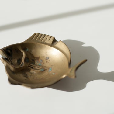 Vintage Brass Fish Trinket Dish // Ashtray 