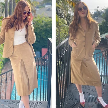 Soft camel Blazer and matching Skirt Suit Casual Corner made in Yugoslavia 