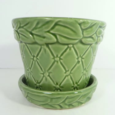 Vintage Green Saucered Planter 