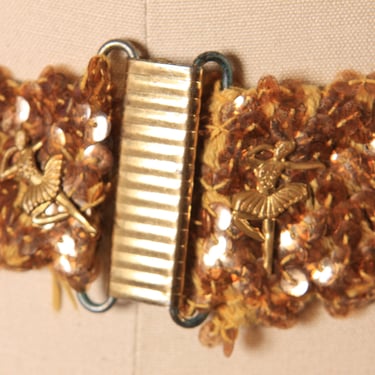 1950s Novelty Ballerina Gold Sequin Stretch Belt 