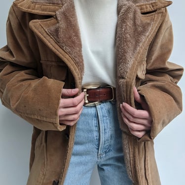 Vintage Hazelnut Faux Fur Lined Coat