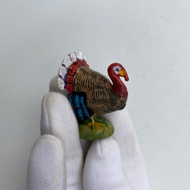 Vintage Thanksgiving Turkey Miniature Made In Italy, Tom Turkey Figurine, Possible Resin Unsure Of Material 