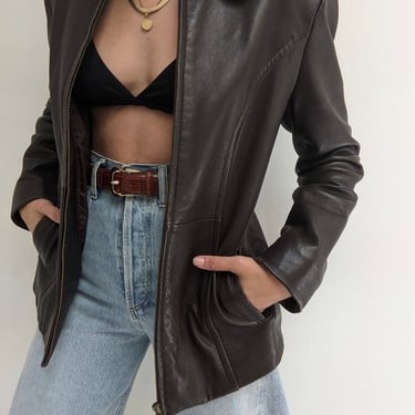 Vintage Walnut Smooth Leather Jacket