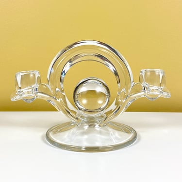 Glass Double Candlestick Holder 