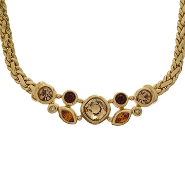 Christian Dior Necklace Gold Rhinestone