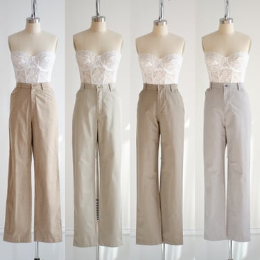 high waisted pants 90s vintage Riders Casuals beige brown gray straight leg trousers 