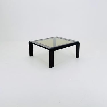 Mid-Century Wooden Coffee Table with Curved Edges and Smoked Glass Top, 1960s Germany 