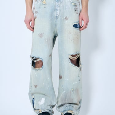 Vetements Men Trashed Baggy Jeans