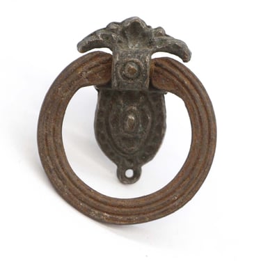 Antique Victorian Cast Iron &#038; Brass Ring Drawer Pull