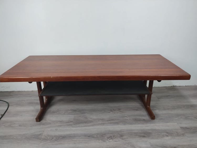 Danish Teak Coffee Table with Sled Base