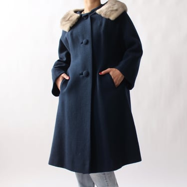 Vintage Pacific Blue Fur Collar Coat