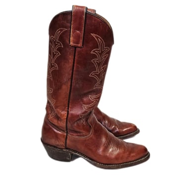 Vtg 1970s Texas Brown Leather Western Cowboy Boots I Sz Men's 9.5 I Women's 11 