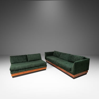 Set of Two (2) Mid-Century Modern Brutalist Platform Sofas in Walnut by Adrian Pearsall for Craft Associates, USA, c. 1960's 