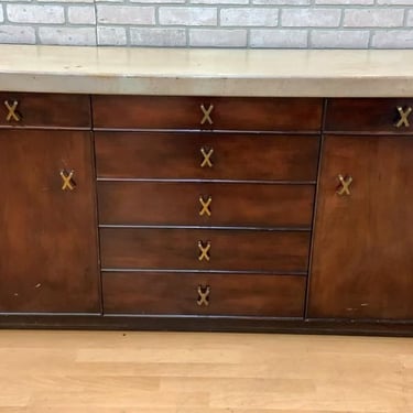 Mid Century Modern Paul Frankl for Johnson Furniture Company Cork and Mahogany Credenza