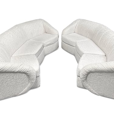 Pair of Mid-Century Modern Curved Octagonal Sofas with Sculptural Arms