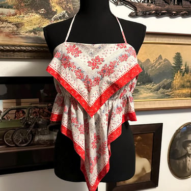 Vintage 1970s Handkerchief Style Halter Top OSFM 