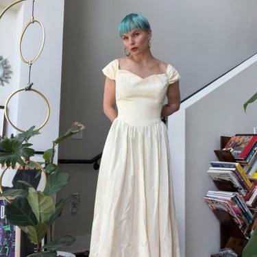 VTG 80s Cream Maxi Dress 