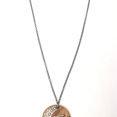 Brass & Sterling Etched Moon Necklace