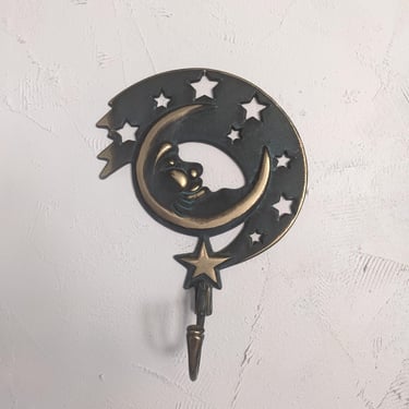 Vintage 1994 Oxidized Metal Moon Wall Hook 