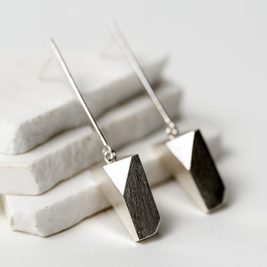 Sterling Silver Geometric Pendant Earrings