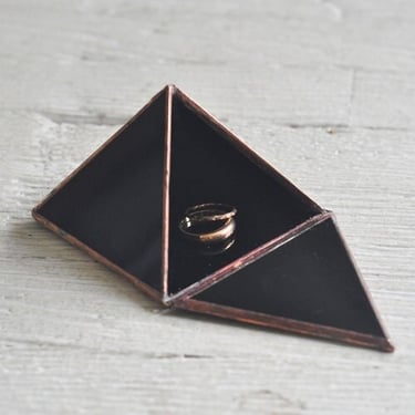 Pyramid Display Box - black glass pyramid - jewelry box - hinged - silver or copper - eco friendly 