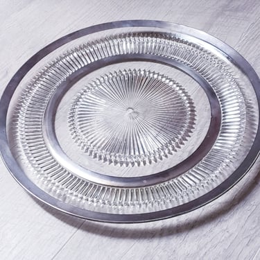 Dorothy Thorpe style Mid Century Modern silver plated tray 