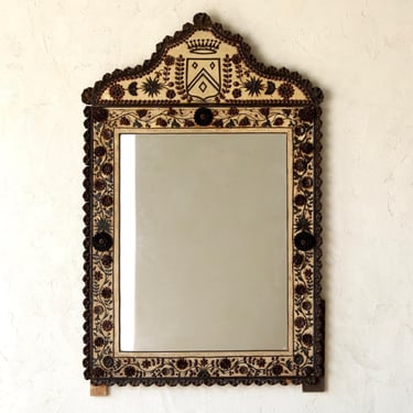 Special 18th C. Continental Floral Chip Carved Mirror