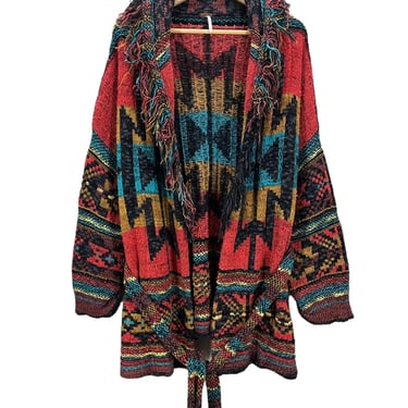 Free People Wild Wild West Belted Cardigan Aztec Sweater Size M/L