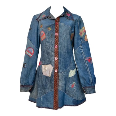 RARE LIMBO 1970's Denim Patchwork Button Up Mini or Shirt