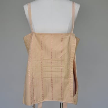 1920s 20s peach open bottom corselette girdle L/XL 