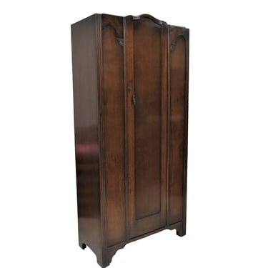 Art Deco Furniture | Vintage English Tiger Oak Armoire Wardrobe 