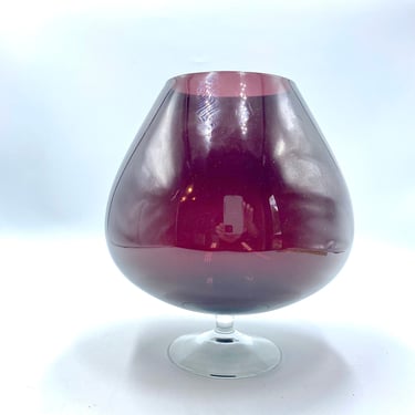 Vintage Italian Amethyst Glass Brandy Snifter, MCM Mid Century Purple Glass Vase, Retro Glassware 