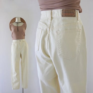worrrn chamomile jeans - 28 - vintage 90s y2k light yellow womens denim pants size 6 classic fit 