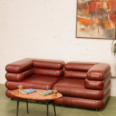 Elodie 2 Piece Modular Loveseat in Brown Leather