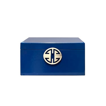 Oriental Round Hardware Royal Blue Rectangular Container Box Large ws2888BE 