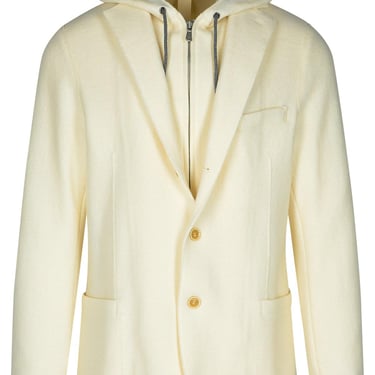 Eleventy White Wool Blazer Men