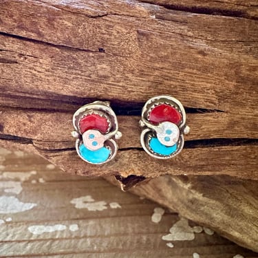 EFFIE CALAVAZA Zuni Handmade Sterling Silver, Turquoise and Coral Snake Earrings | Handcrafted Native American Jewelry | Southwestern 
