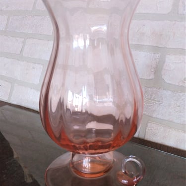 VINTAGE Pink Glass Hurricane Candleholder, Shabby Chic Candleholder, Home Decor 